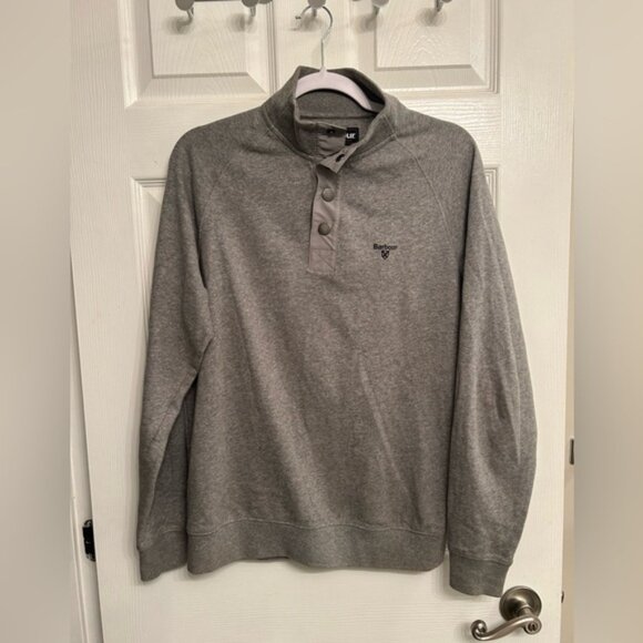 Barbour Gray 1/4 Buttoned Sweater - Picture 1 of 7